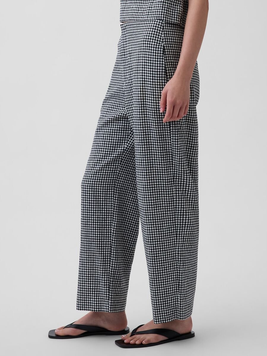 Checked linen-blend trousers_3