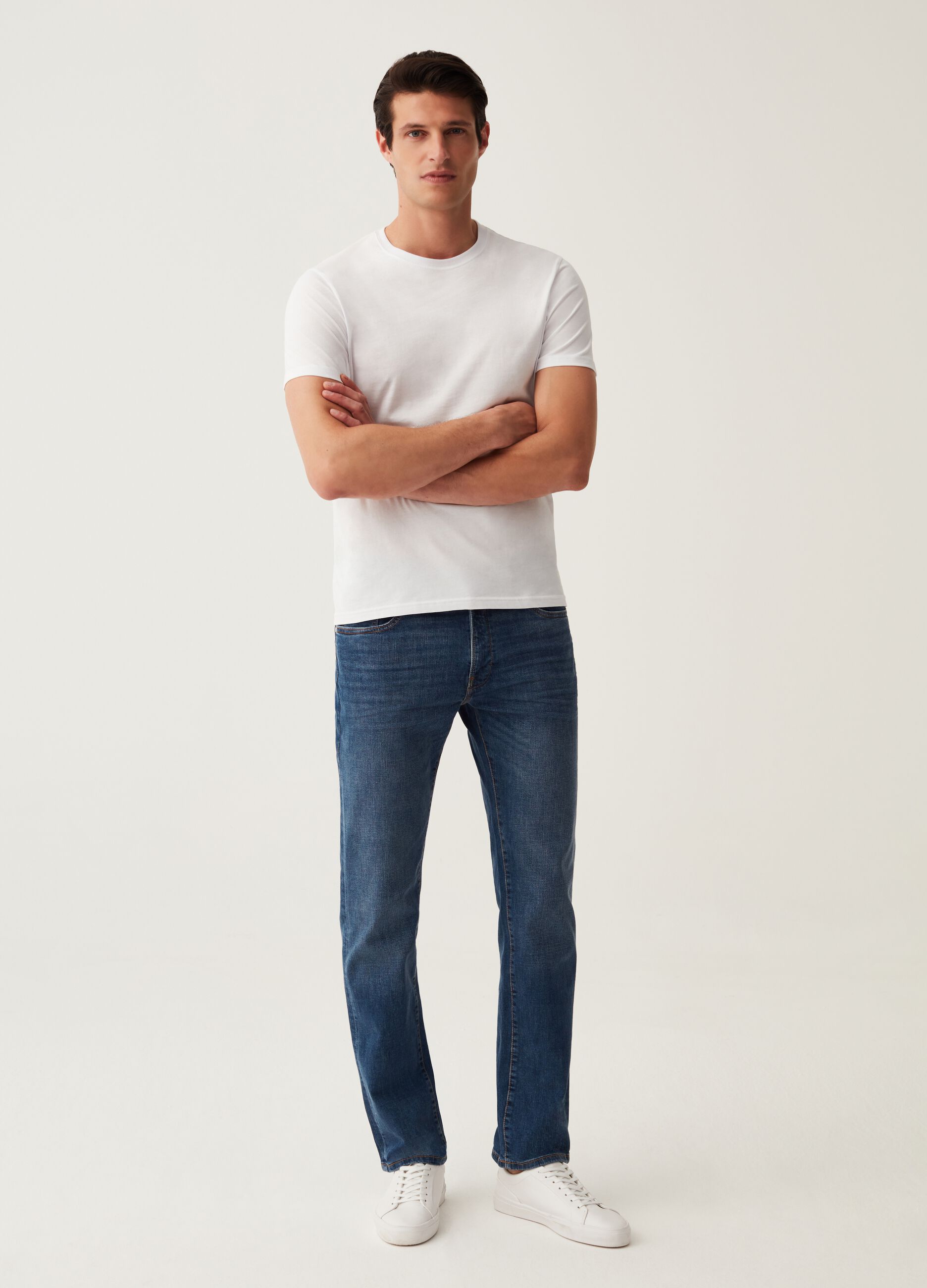 Jeans regular fit in cotone cross hatch_0