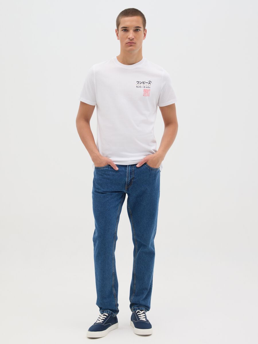 Men's white pure cotton regular fit T-shirt_1