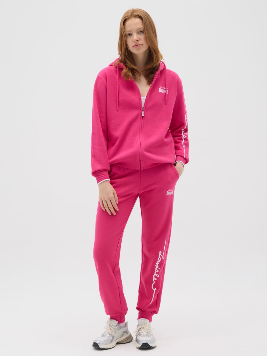Completo felpa pantalone sportivo in cotone rosa regular fit_1
