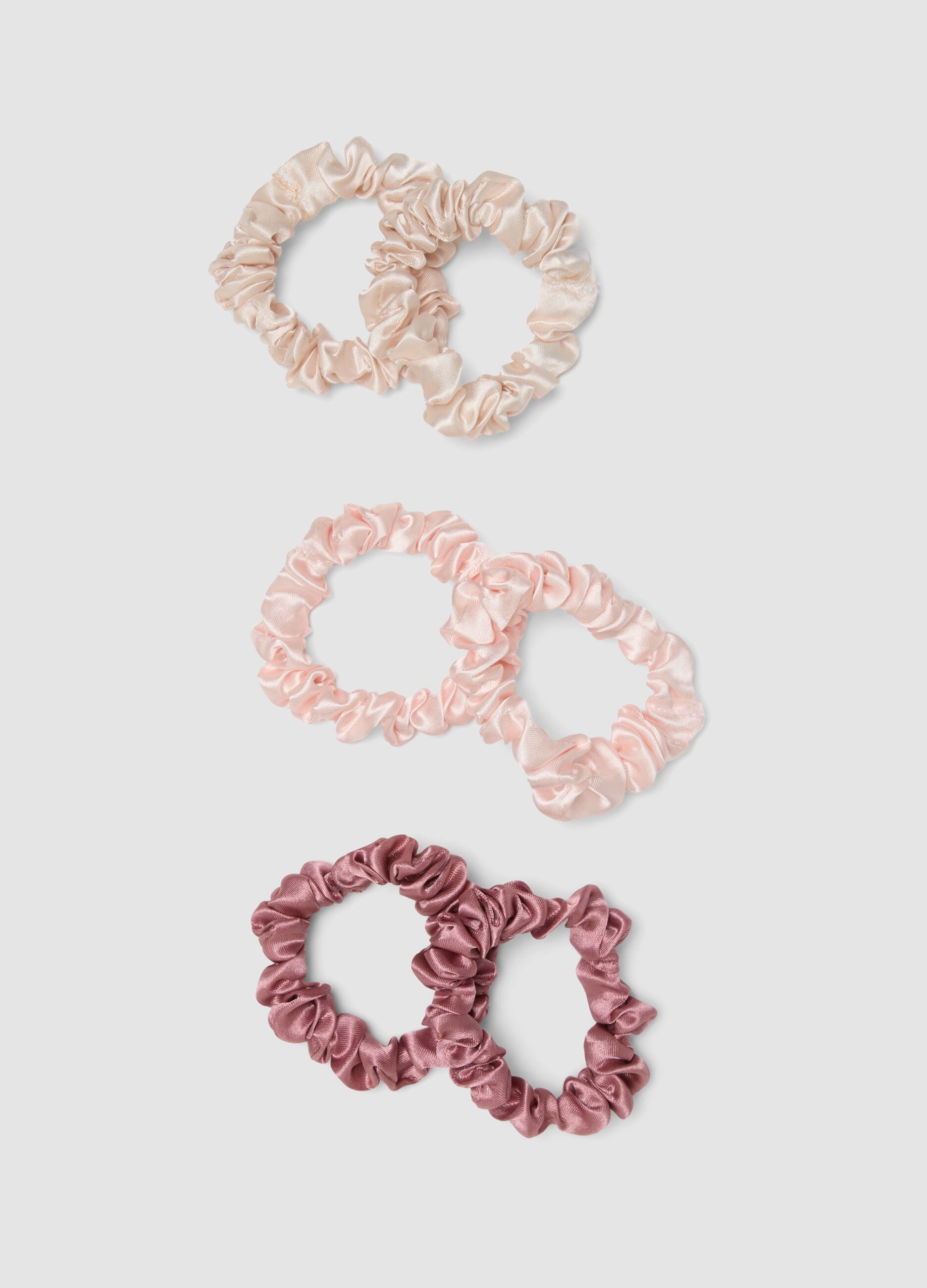 SINCERELY HAIR Small Satin Scrunchies (6-Pack) Pink & Mauve