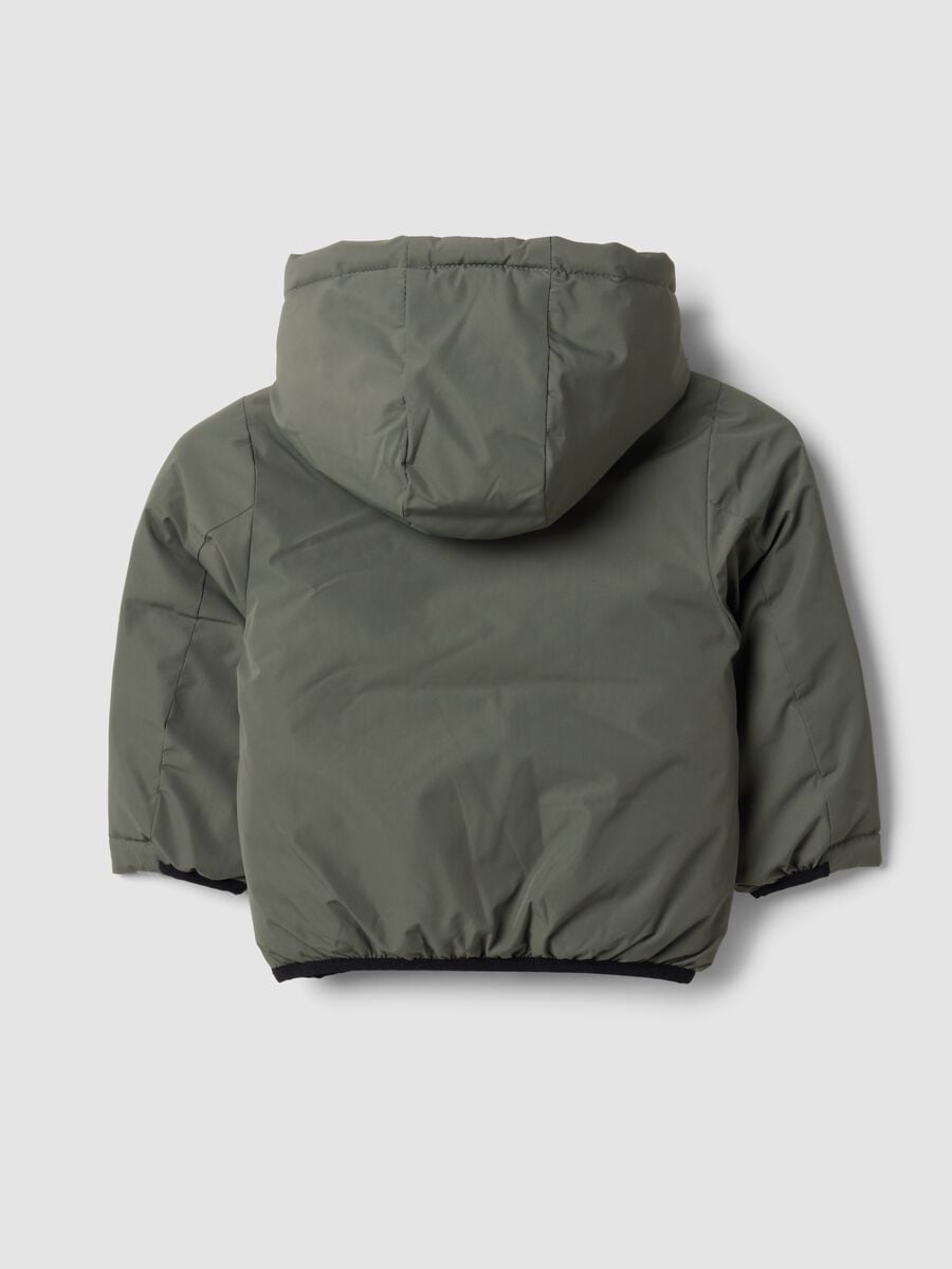 Grey reversible ultralight hooded zip jacket for boys_3
