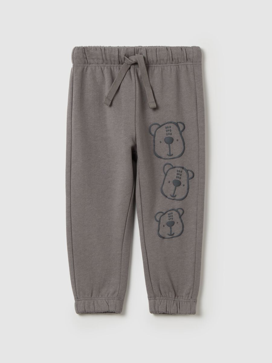 Joggers with drawstring and bear print_0