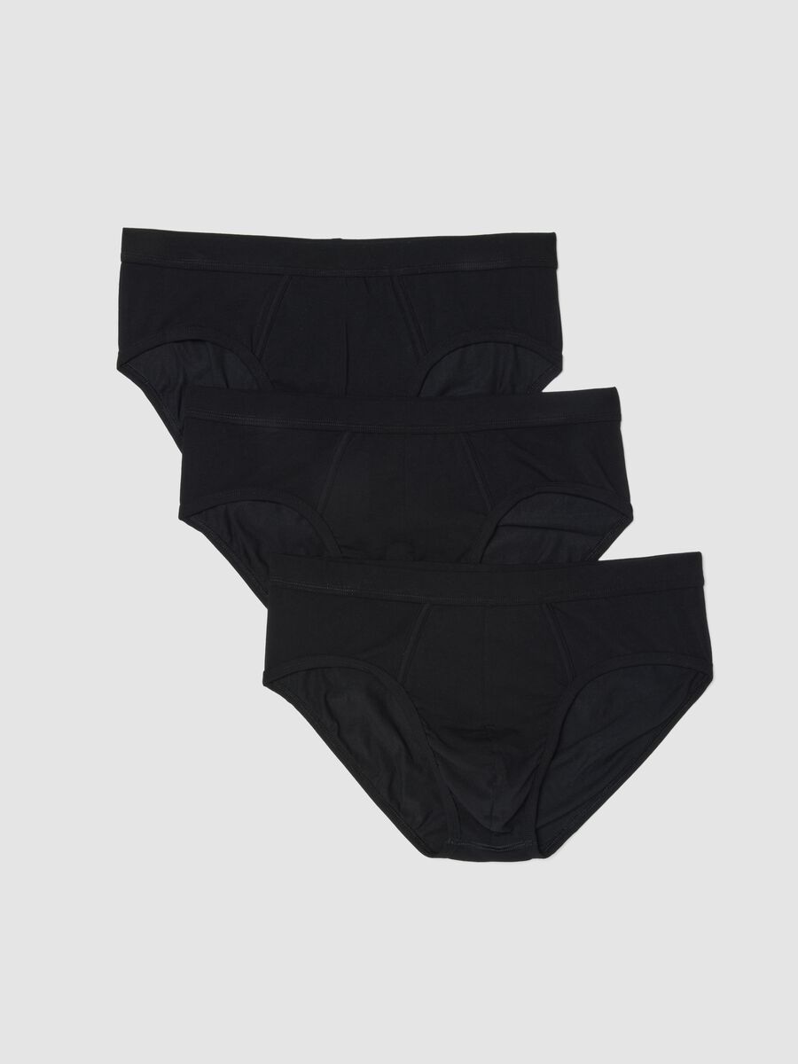 Tripack slip in cotone elasticizzato nero regular fit_0