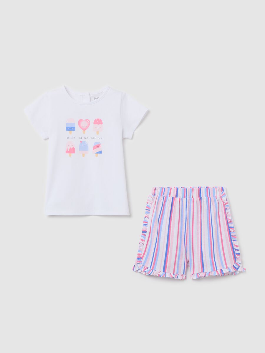 White pyjamas in cotton with ice creams print_0