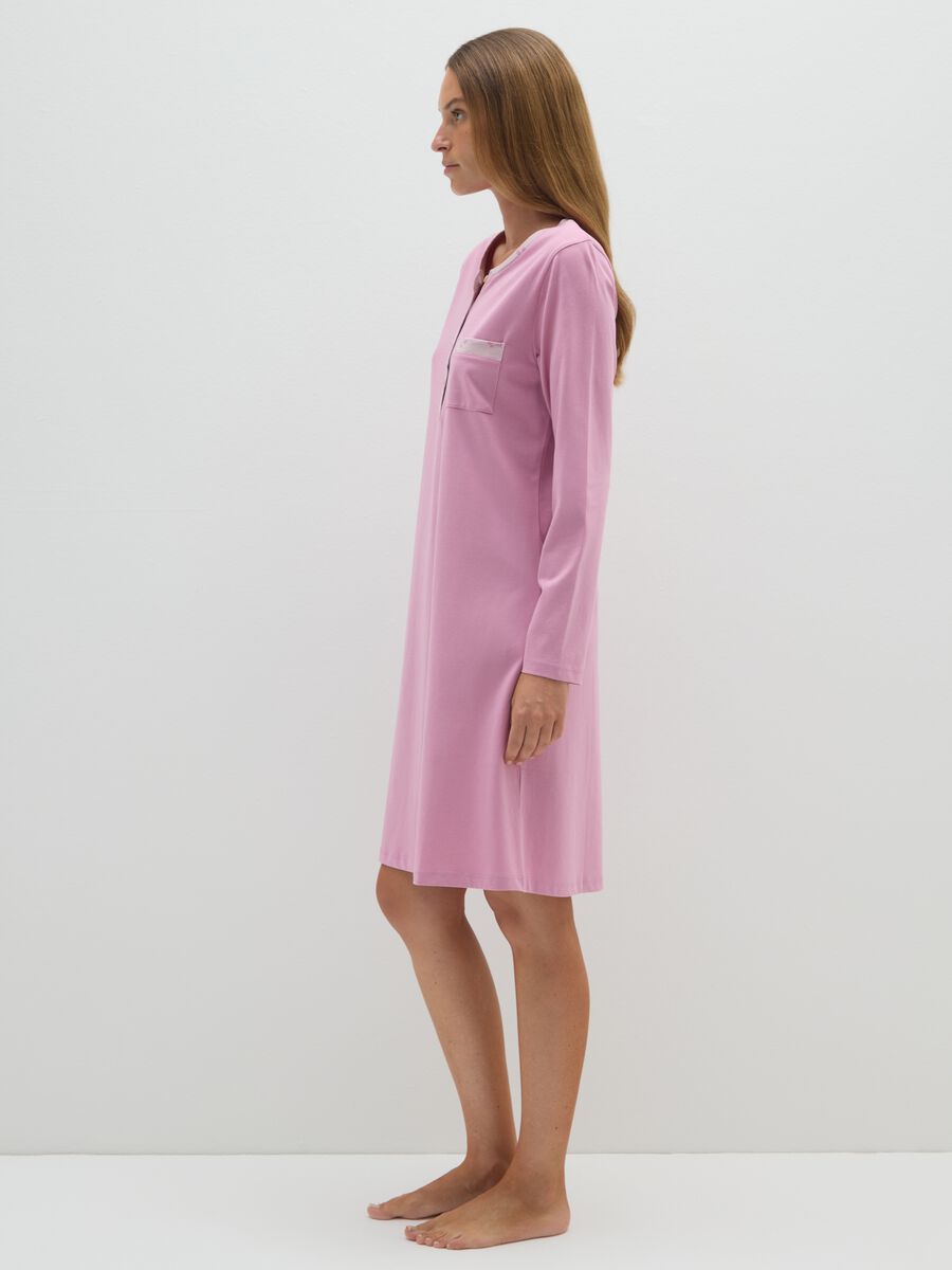 Camicia da notte rosa in cotone_1