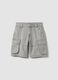 Grey cotton and viscose blend cargo shorts_0