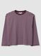Purple striped pure cotton T-shirt with crew neck, relaxed fit_0