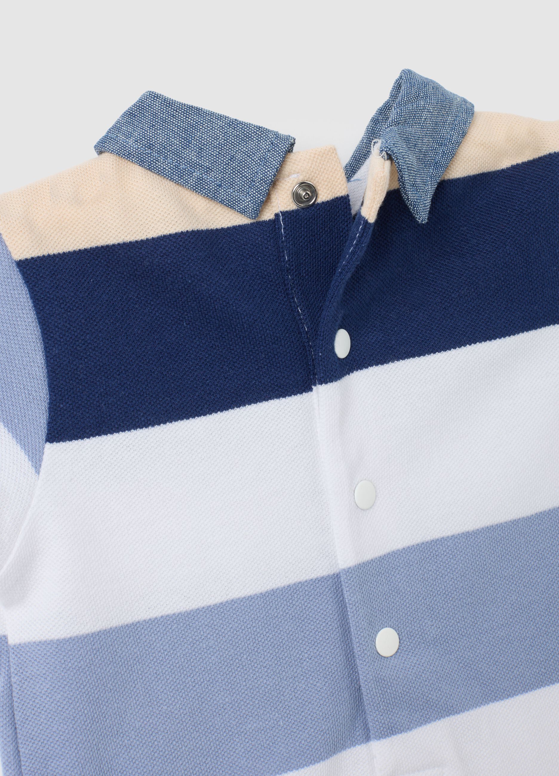 Tutina da neonato in puro cotone multicolor con colletto a punta