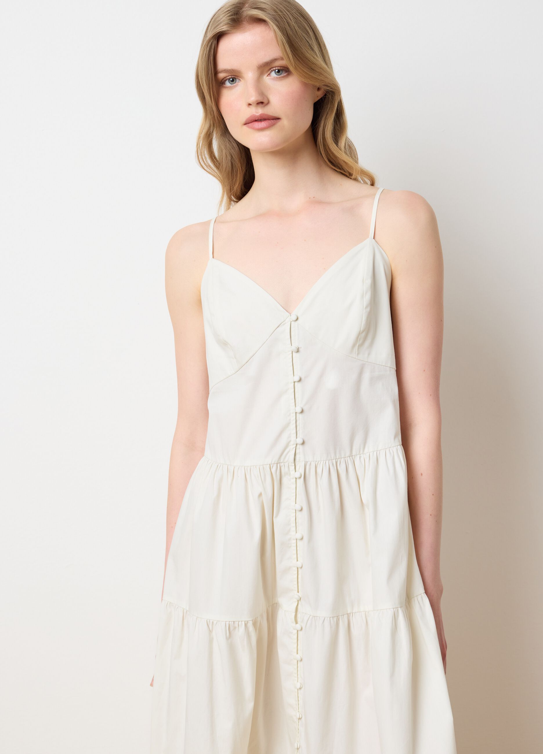 Abito lungo da donna in puro cotone bianco over