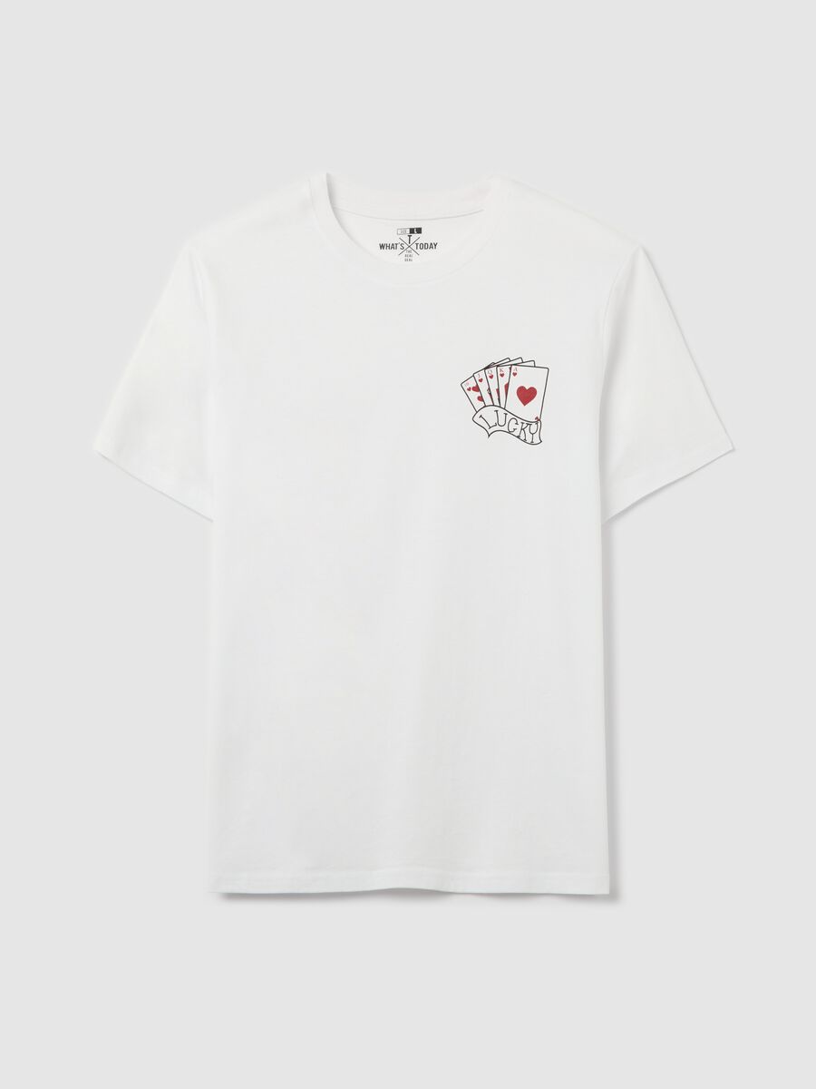 Cotton T-shirt with poker cards print_4