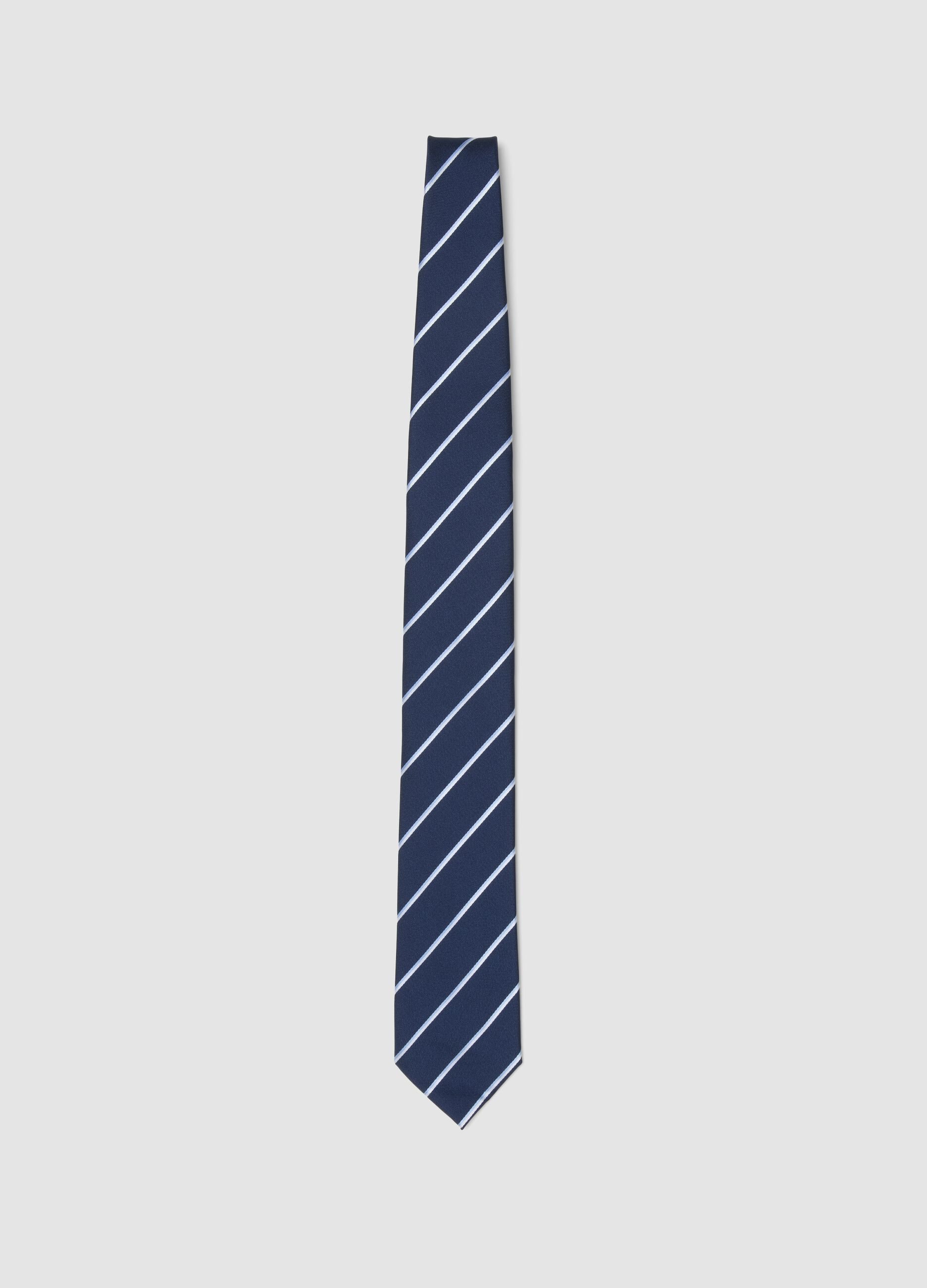 Blue striped tie, 7.5 cm blade