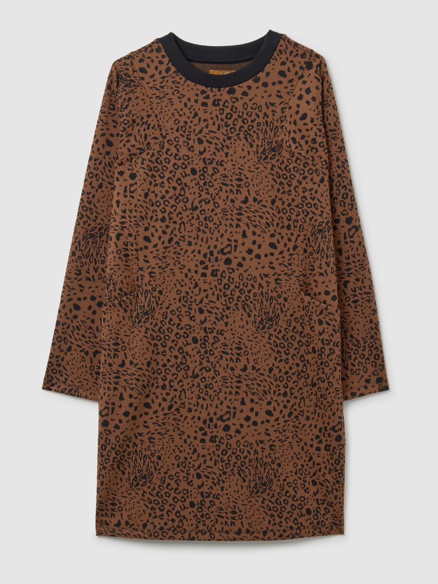 Abito premaman marrone fantasia animalier in maglia tessuto_4