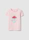 Girls' pink regular fit pure cotton t-shirt with print_0