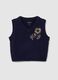 Girls' hand-embroidered blue waistcoat with V-neck regular fit_3