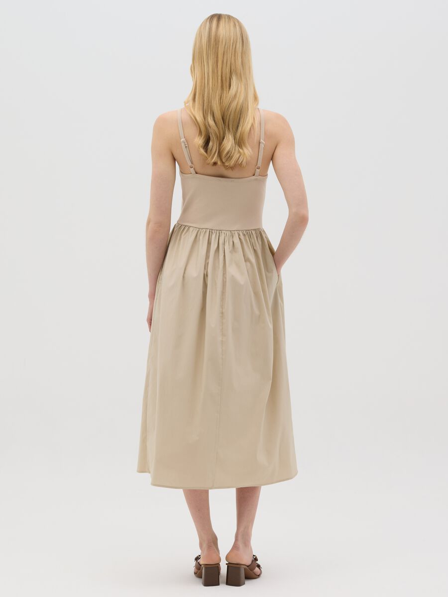 Stretch Cotton Beige Long Dress_2