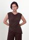 Brown stretch viscose T-shirt with draped neckline_2