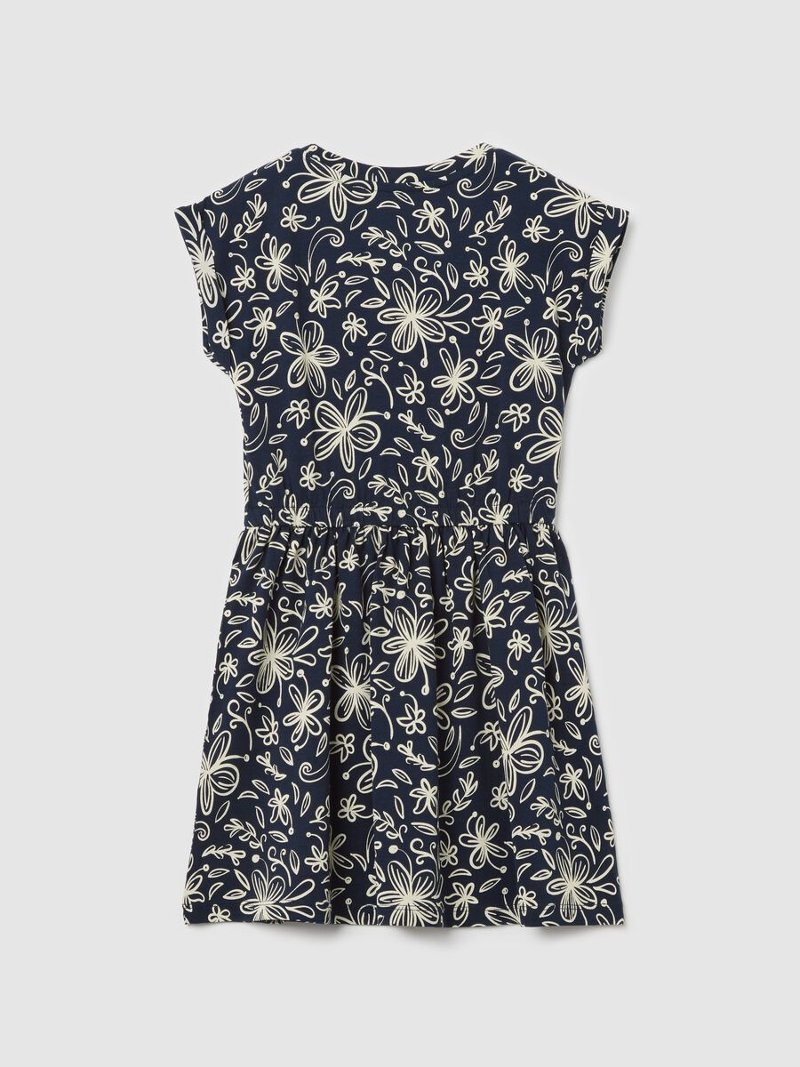 Blue sleeveless dress with floral motifs_1
