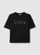 Regular fit black pure cotton T-shirt with Kuromi print and rhinestones_4