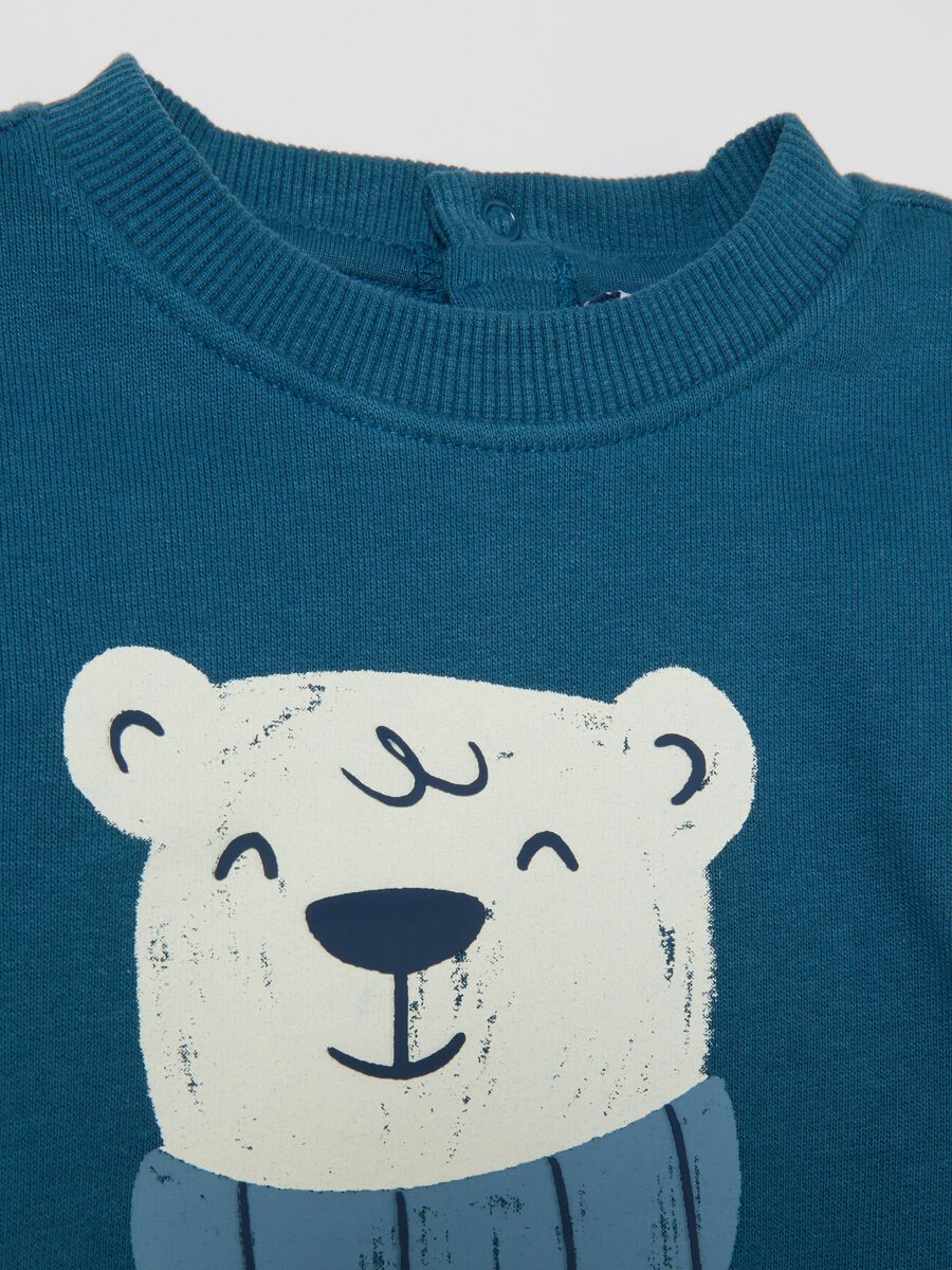 Blue cotton toddler set regular fit with bear motif_3