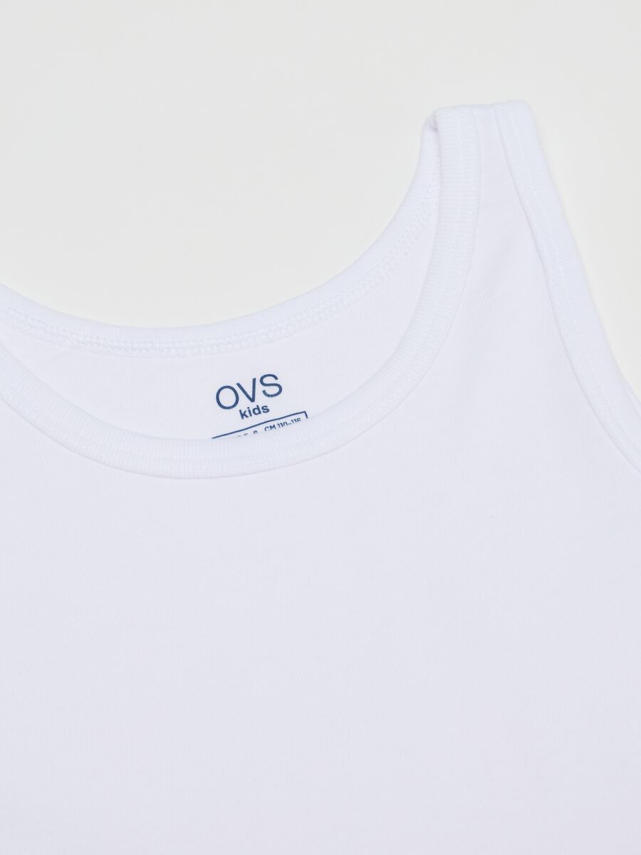 Pack of white sleeveless children's t-shirts in pure cotton regular fit_3