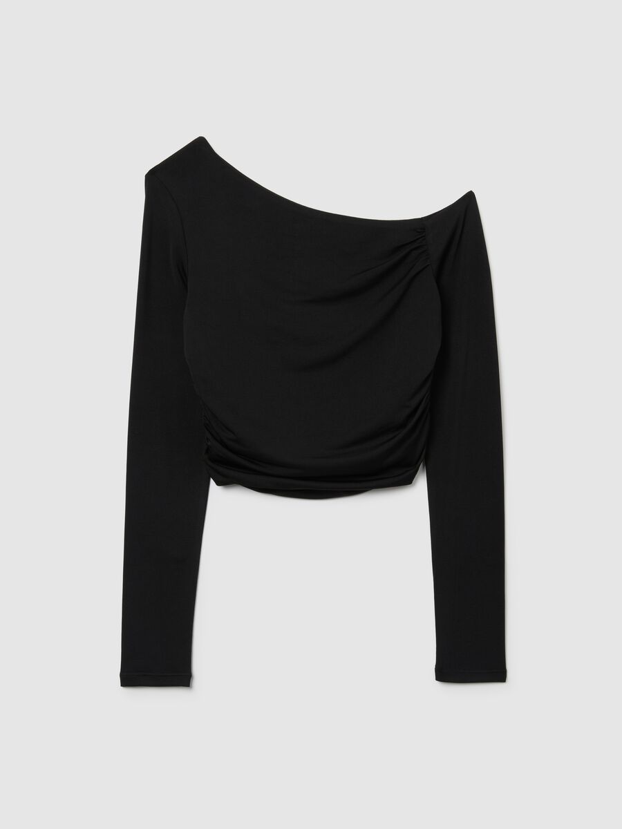 Black One-Shoulder Top_0