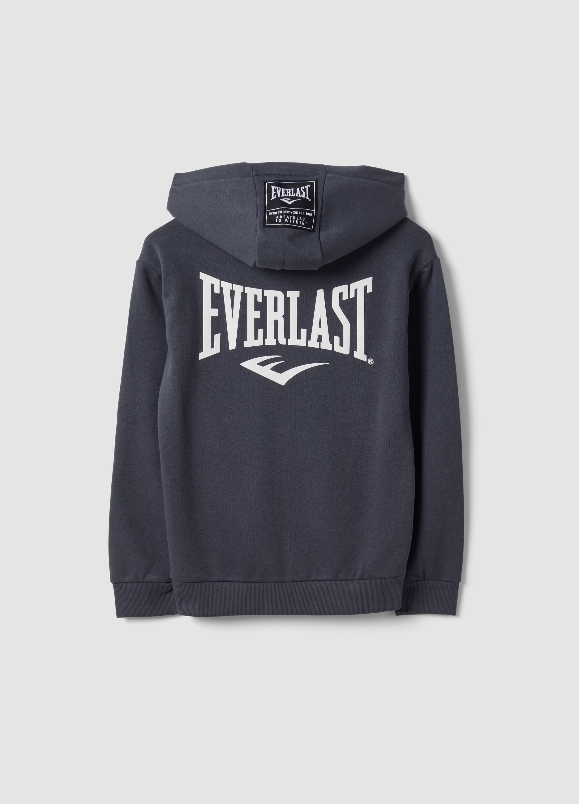 Grey full-zip cotton-blend hooded sweatshirt for boys