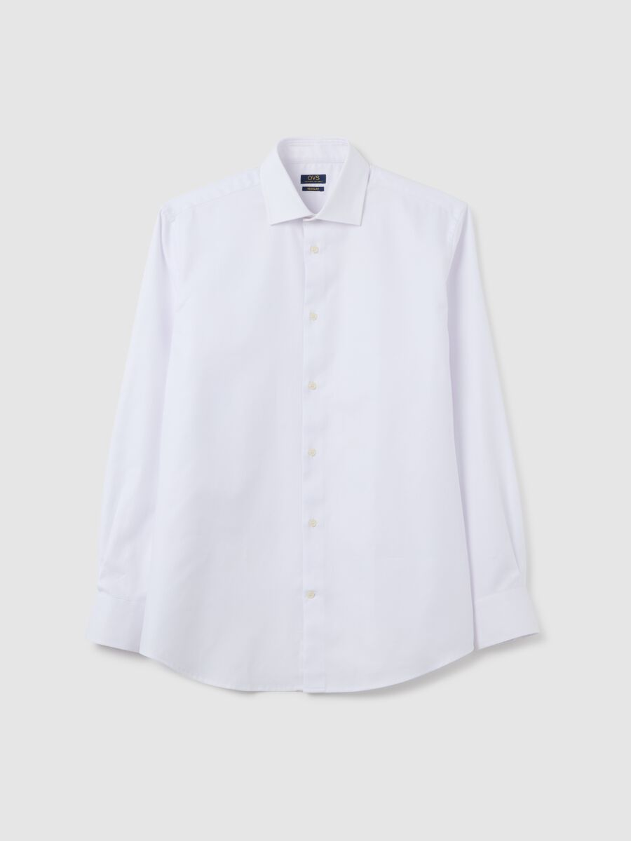 Men's white pure cotton easy iron shirt_4