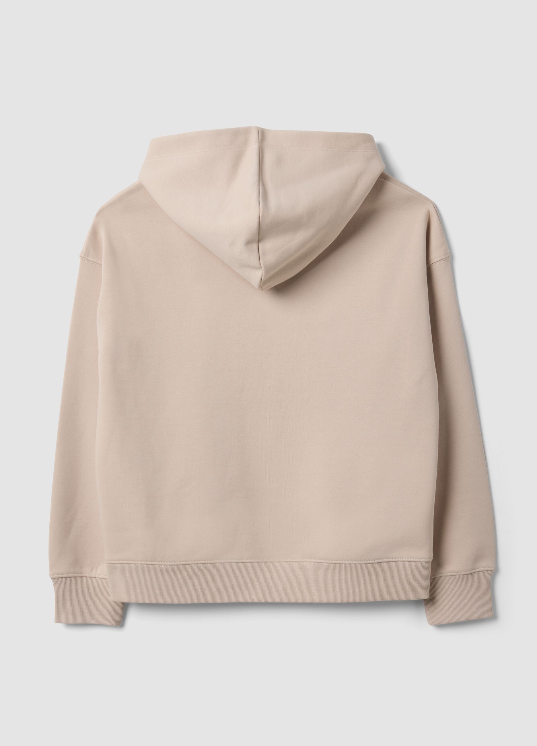White cotton-blend hoodie sweatshirt, regular fit