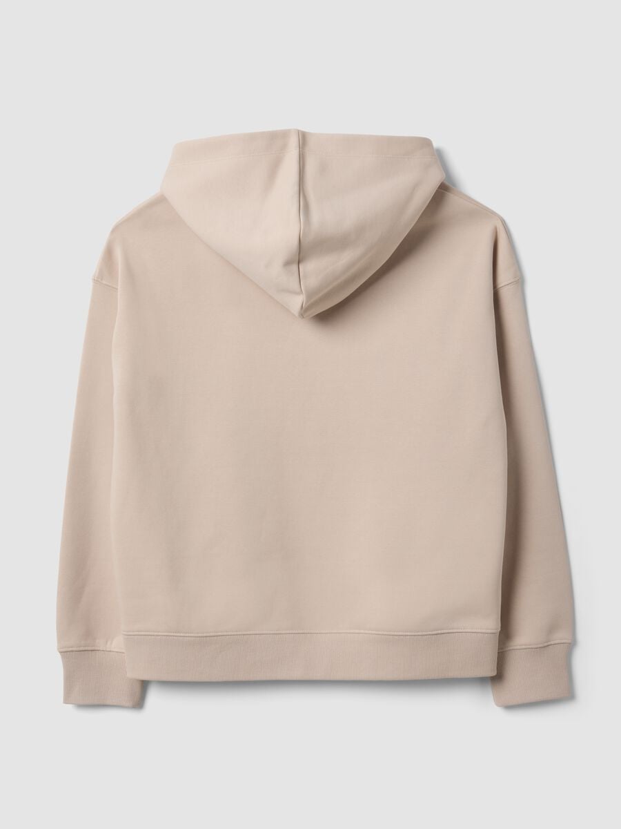 Felpa bianca in misto cotone con cappuccio regular fit_1