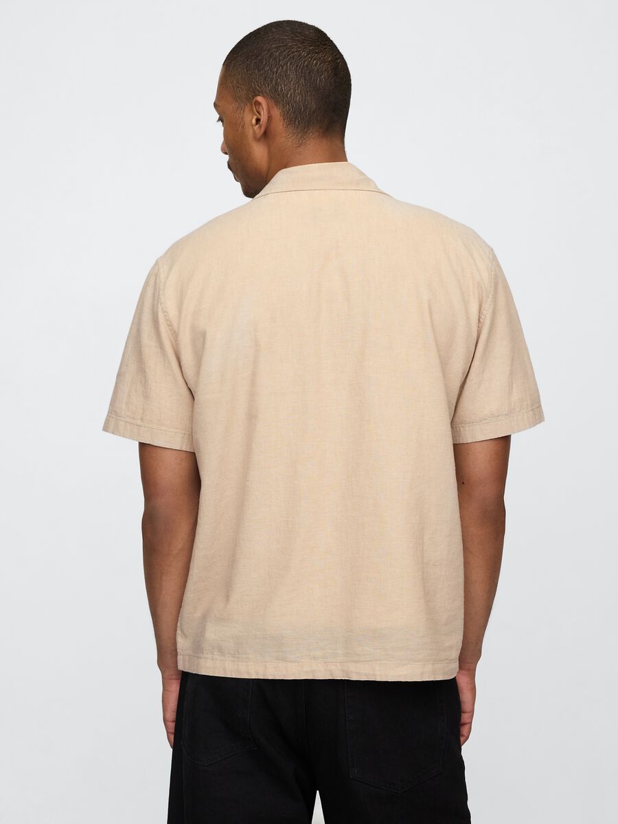 Beige linen short sleeve shirt_2