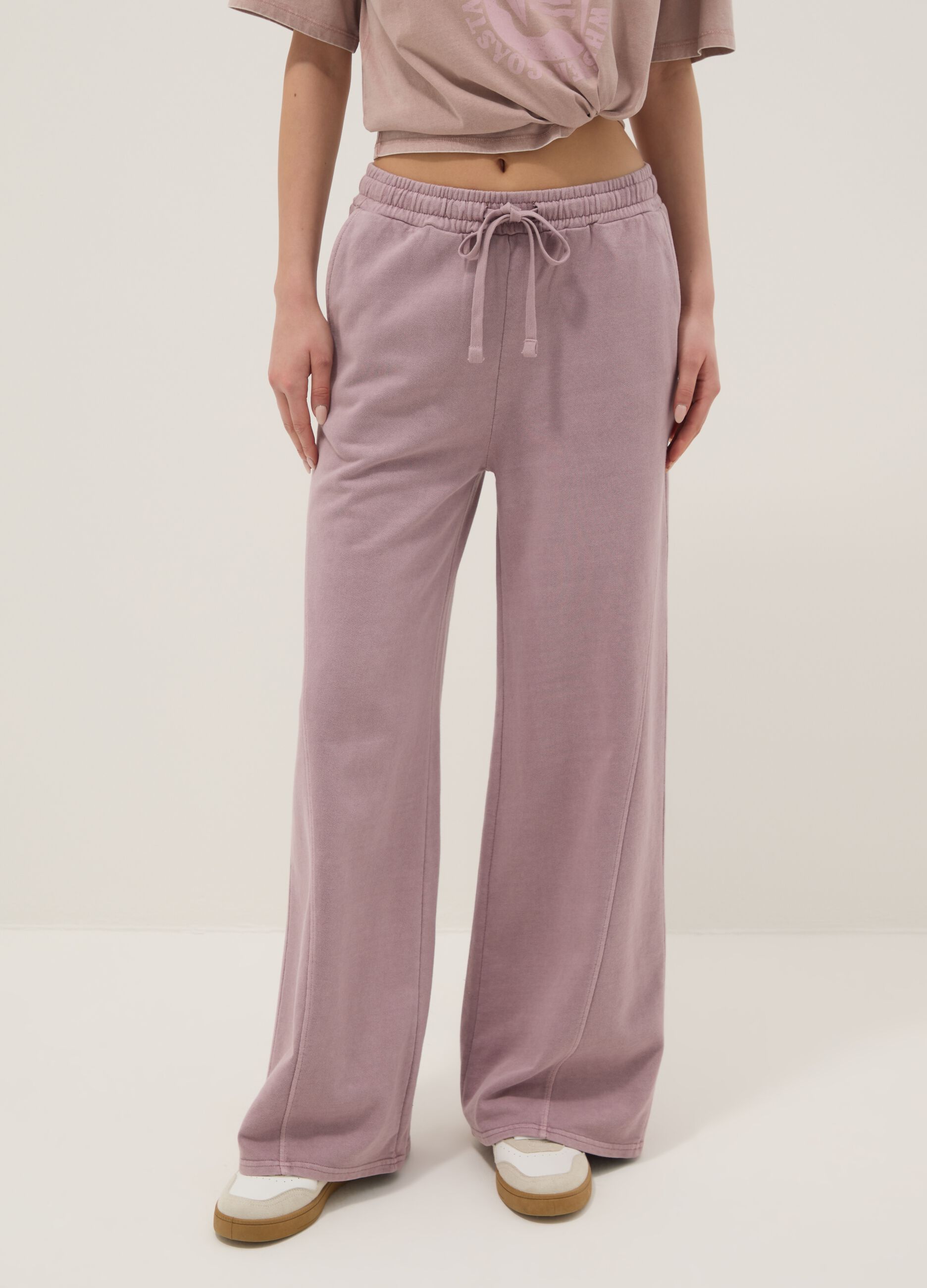 Pink wide leg pure cotton jogger trousers