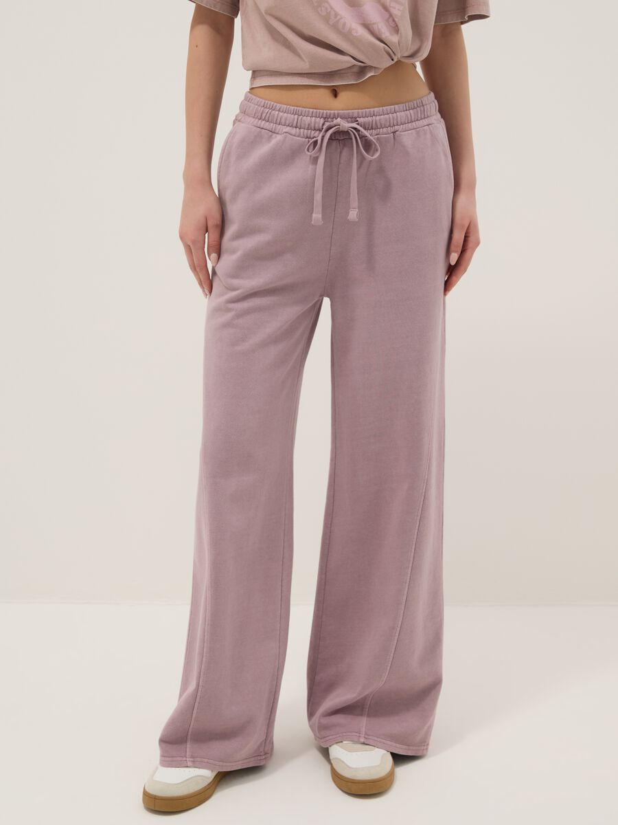 Pink wide leg pure cotton jogger trousers_2