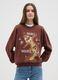 Brown regular fit cotton blend sweatshirt with round neckline_0
