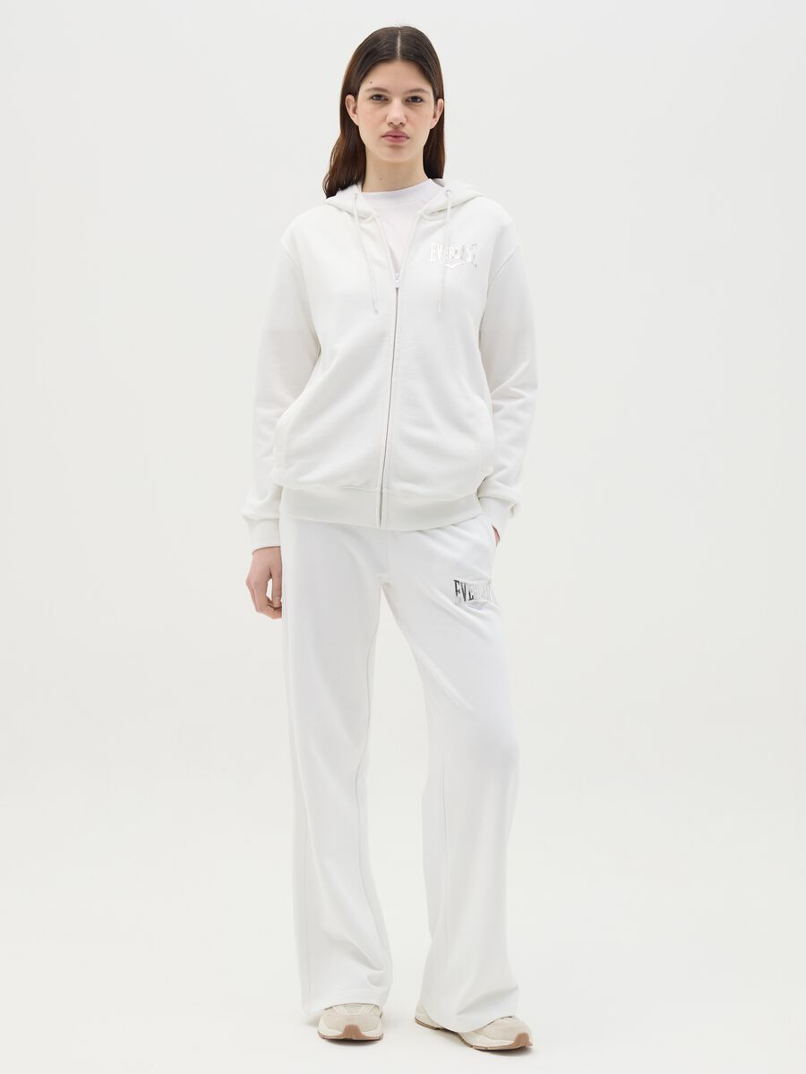 White full-zip sweatshirt with hood and foil print_1