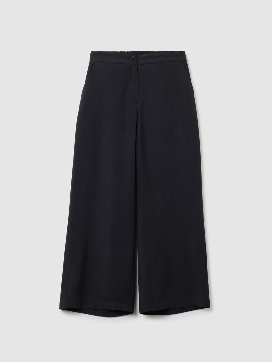 Pantaloni culotte in viscosa neri wide leg_4