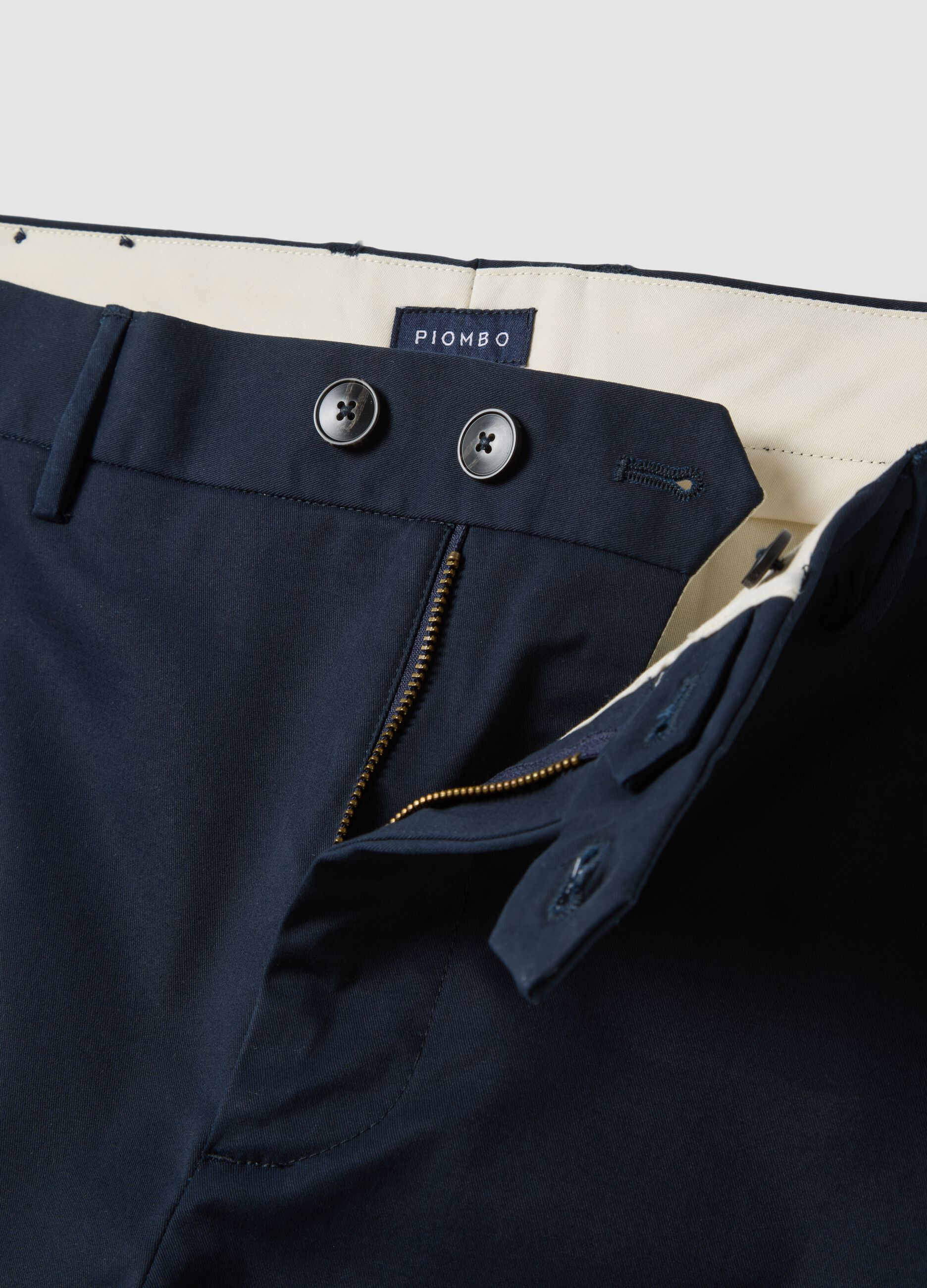 Blue regular-fit stretch cotton twill chino trousers