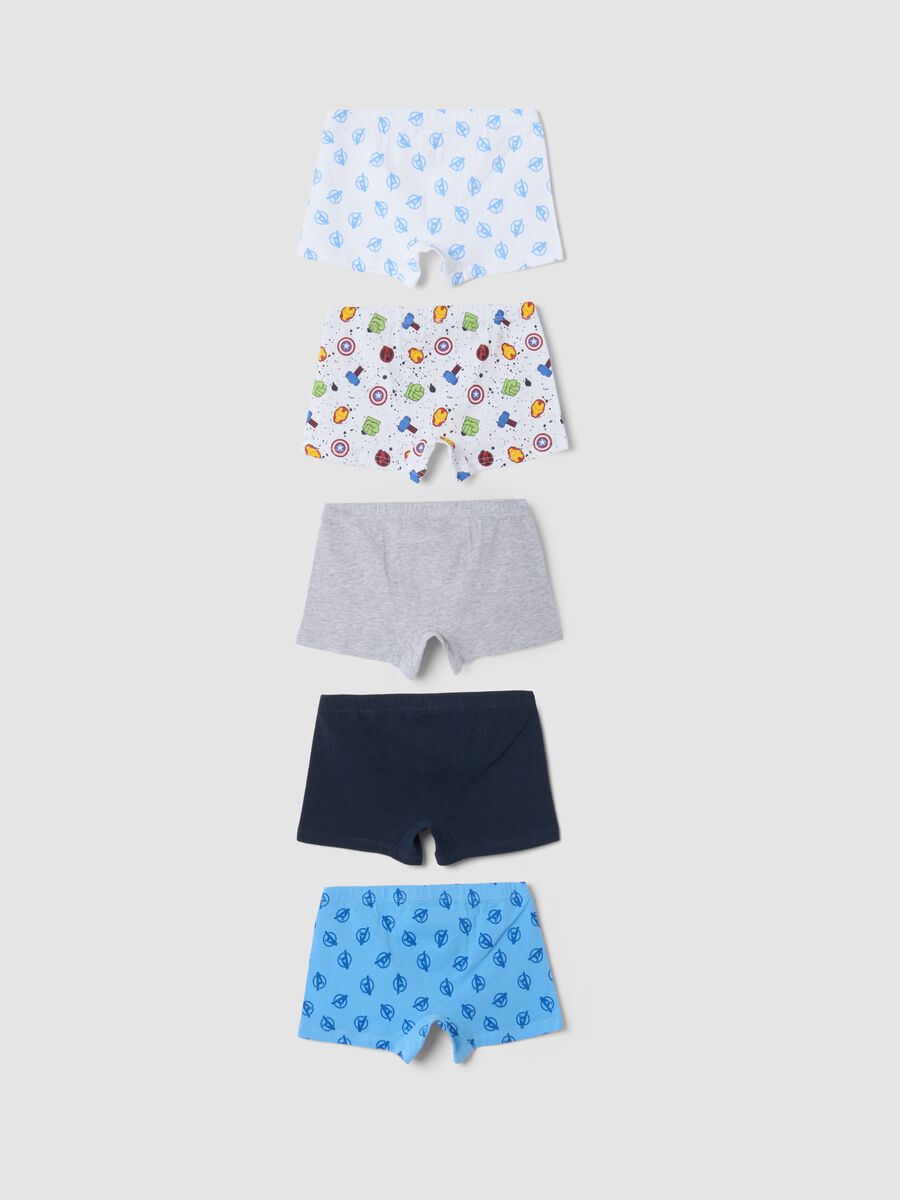 Multipack di cinque boxer in cotone organico elasticizzato con stampa Avengers_1