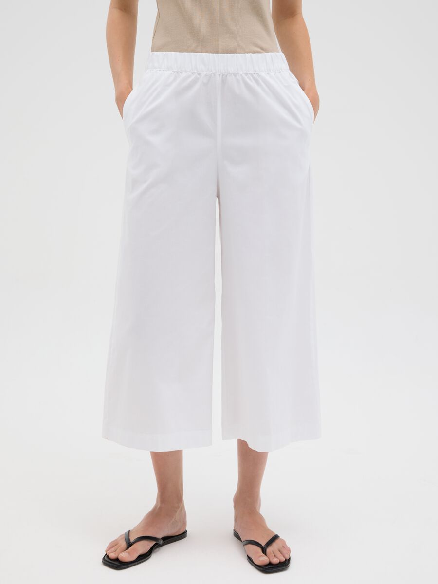 Women's White Regular Fit Culotte Trousers_1