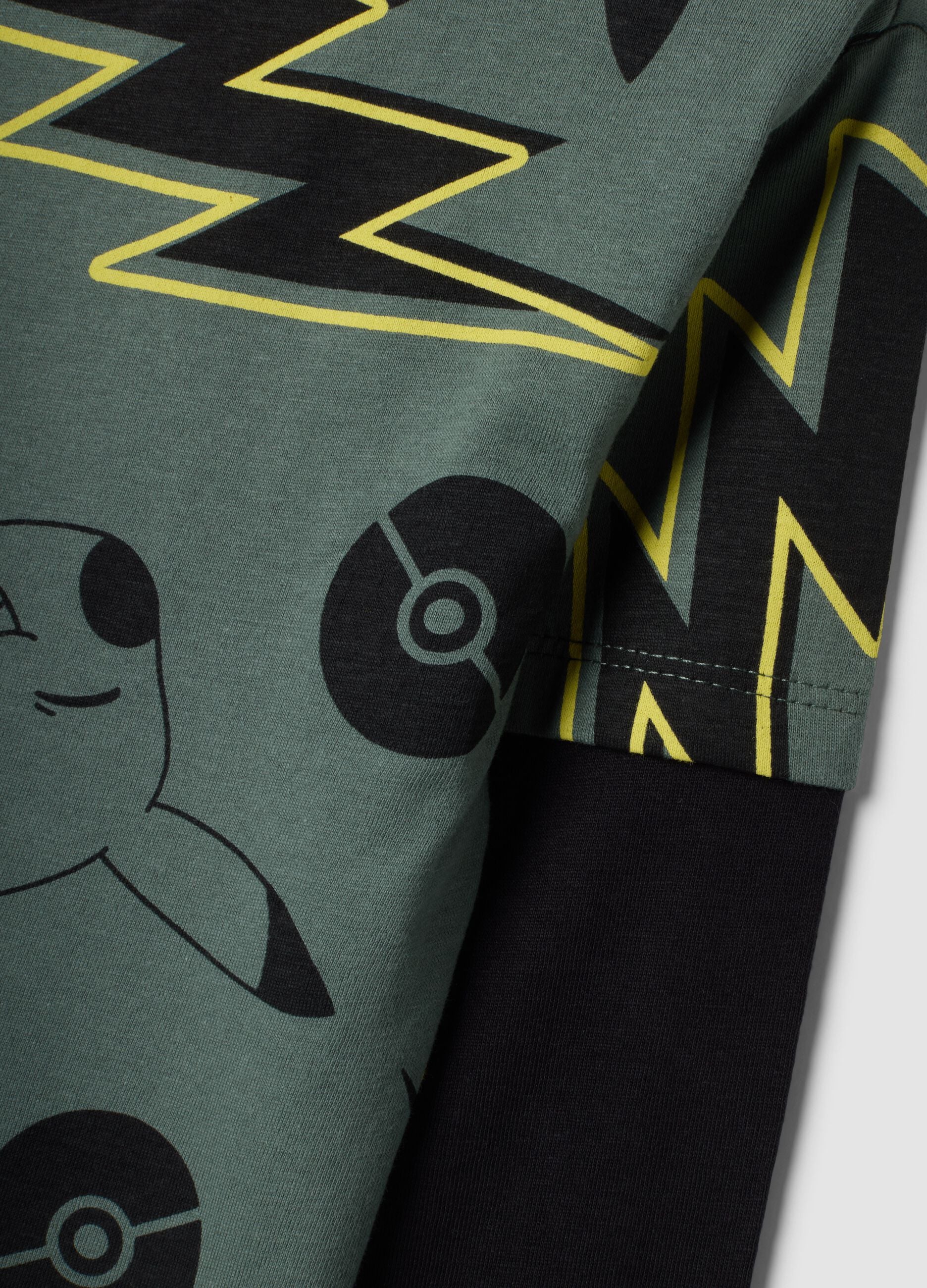 Green pure cotton Pikachu print T-shirt, relaxed fit