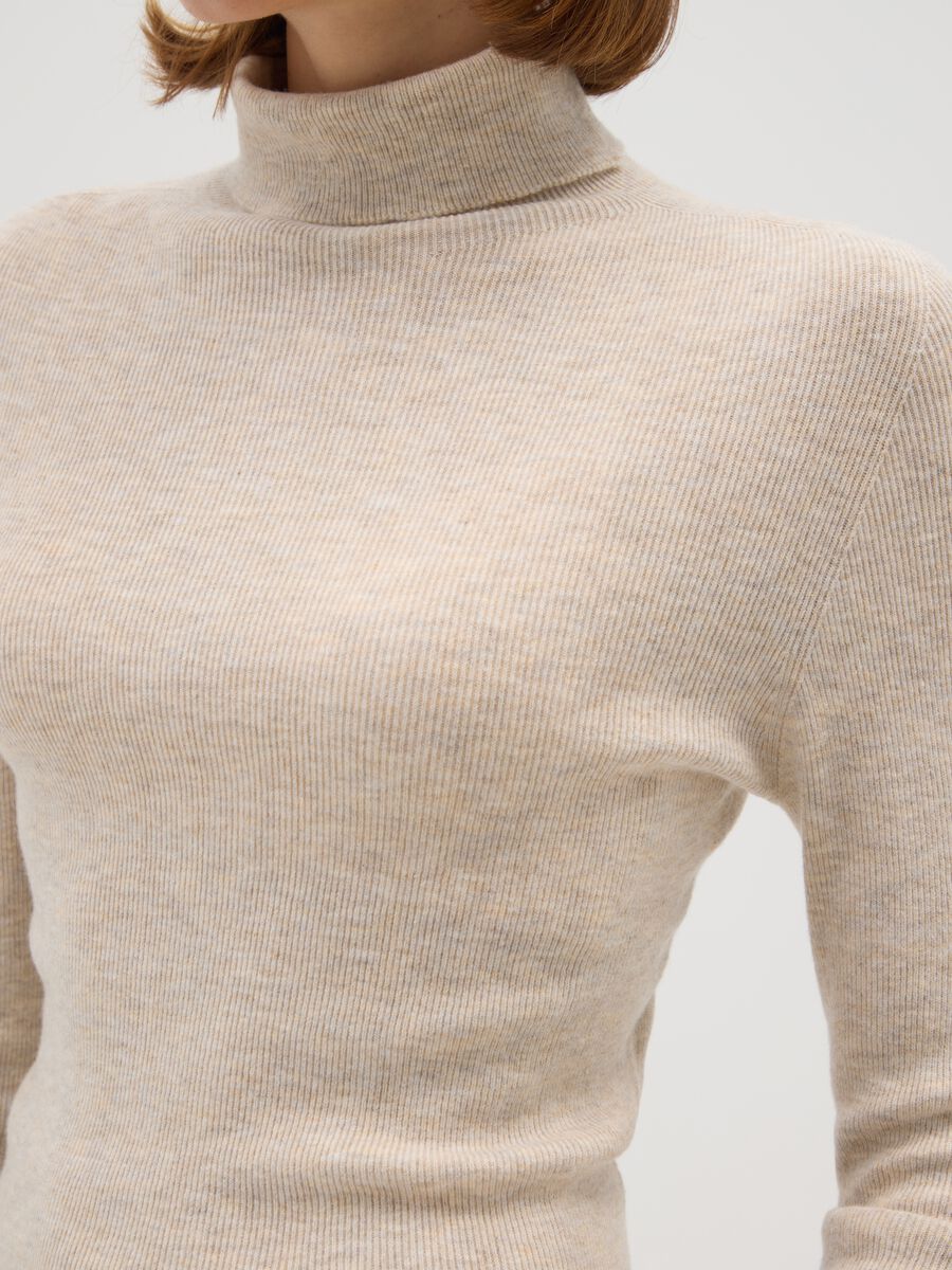 Dolcevita in misto cotone beige regular fit_3