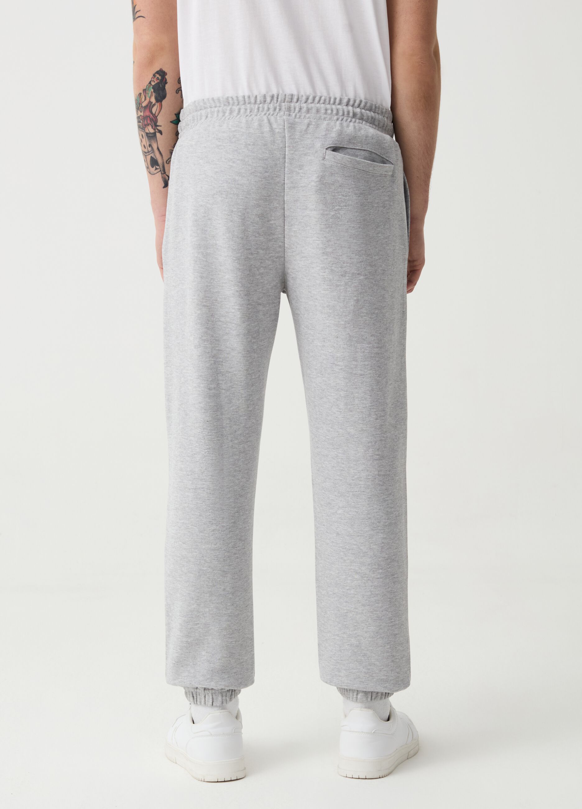 Fleece joggers with drawstring and embroidered logo
