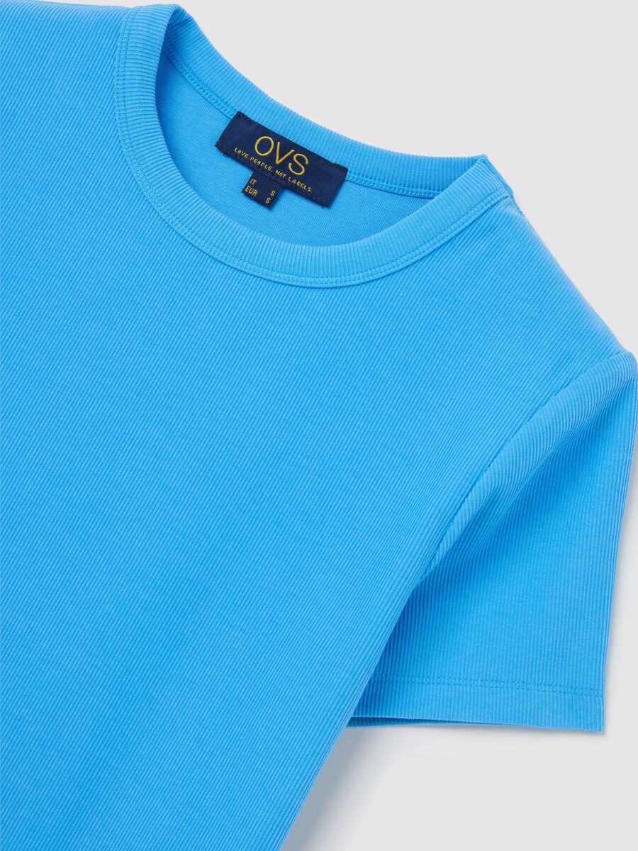 OVS Blue Stretch Cotton T-shirt_5