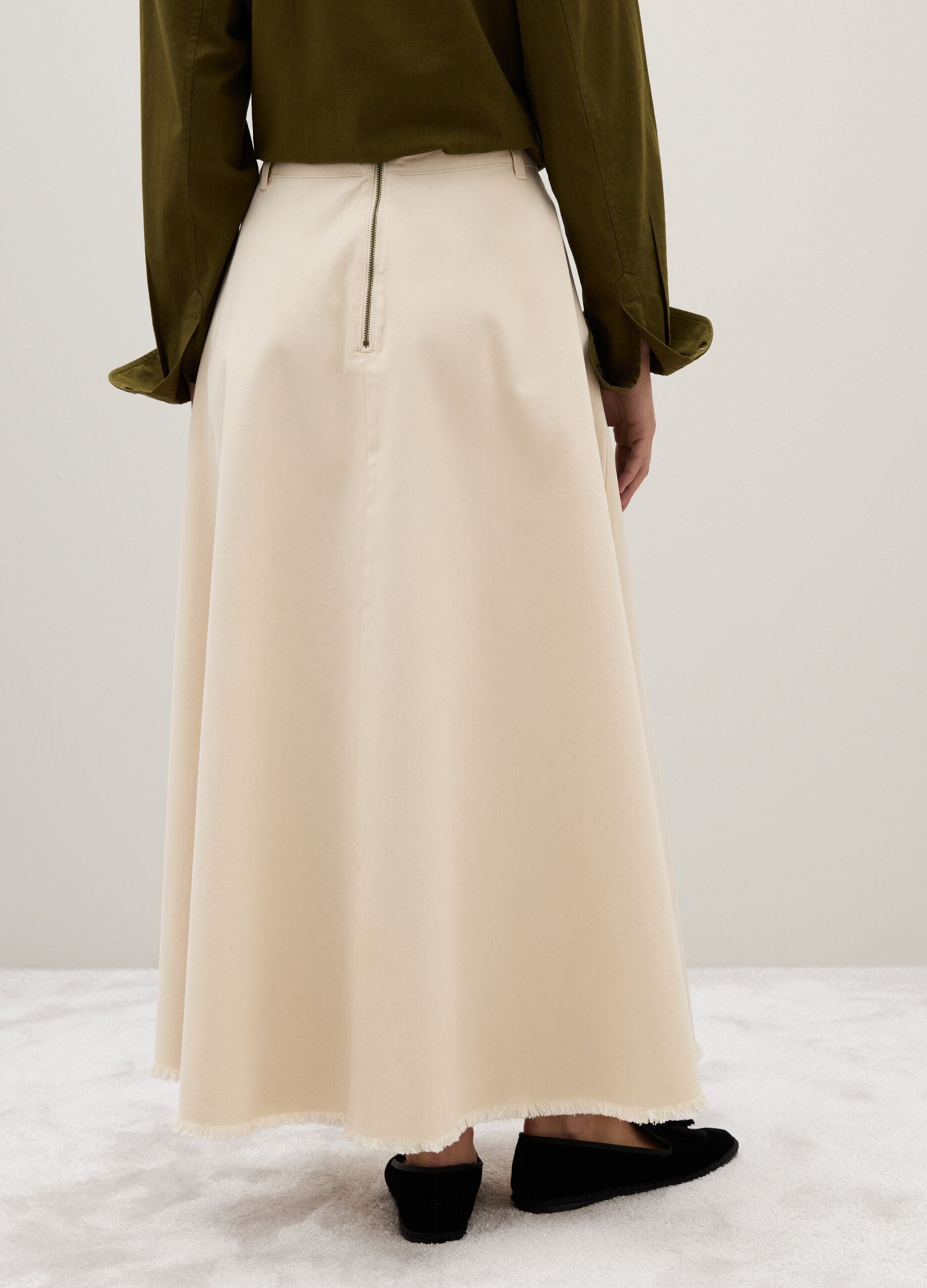Gonna in puro cotone beige