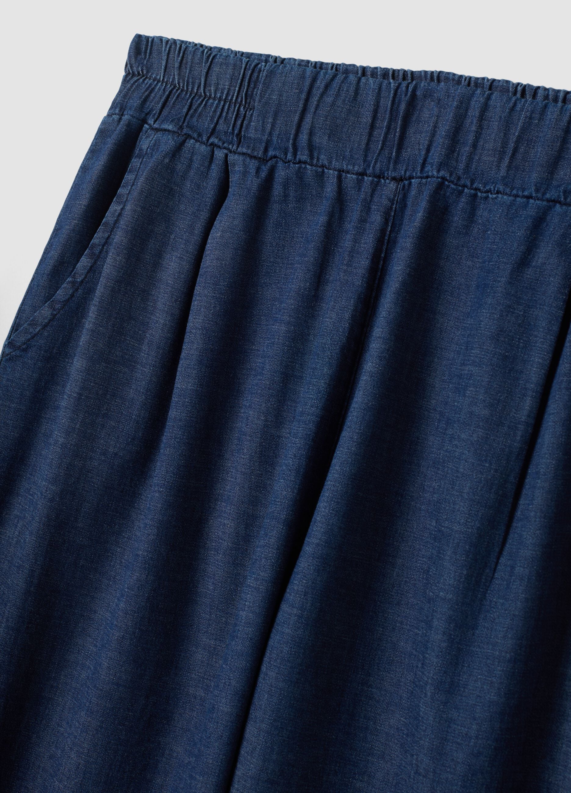 Blue palazzo trousers in stretch cotton