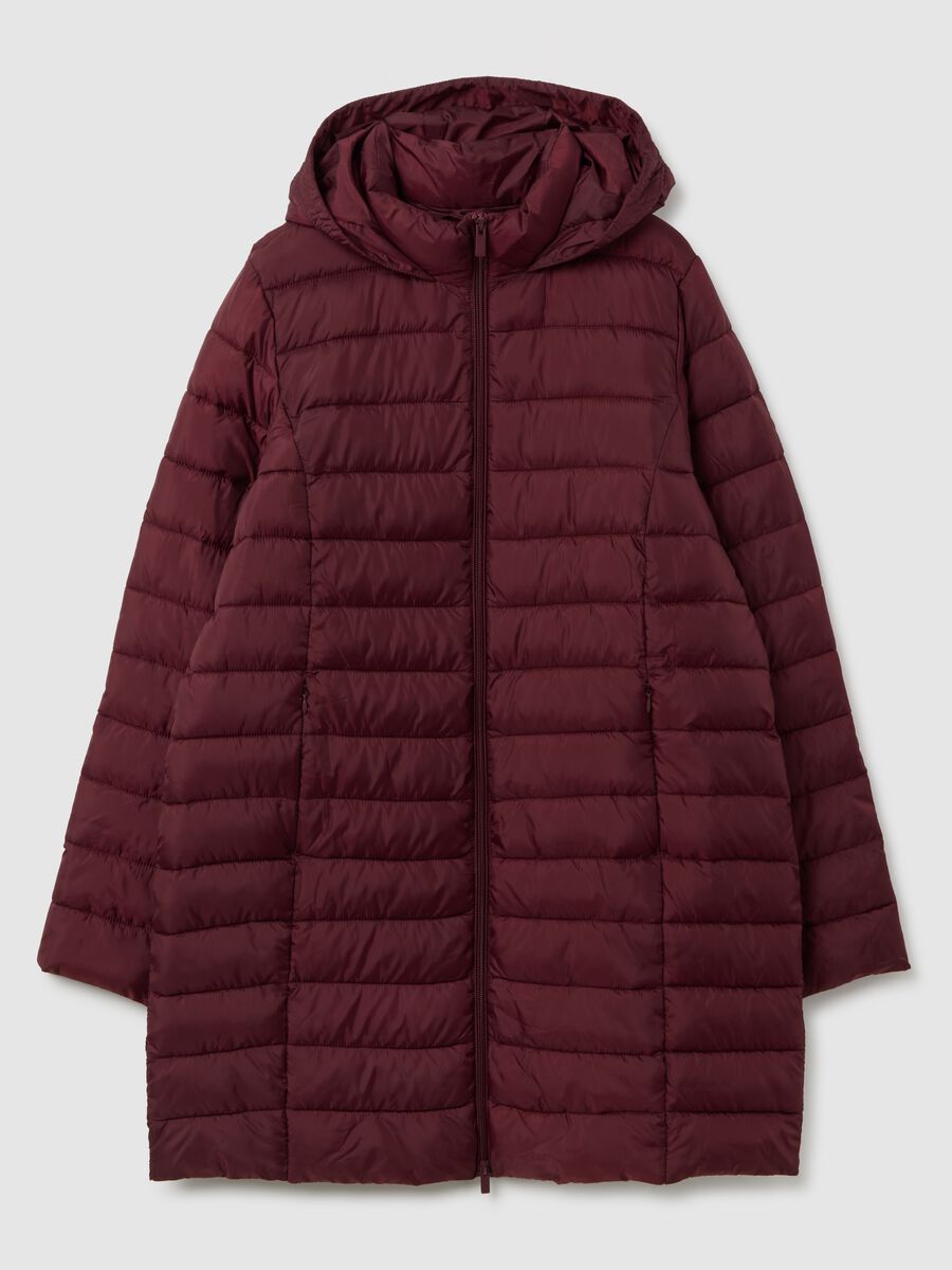 Brown padded jacket with hood_0