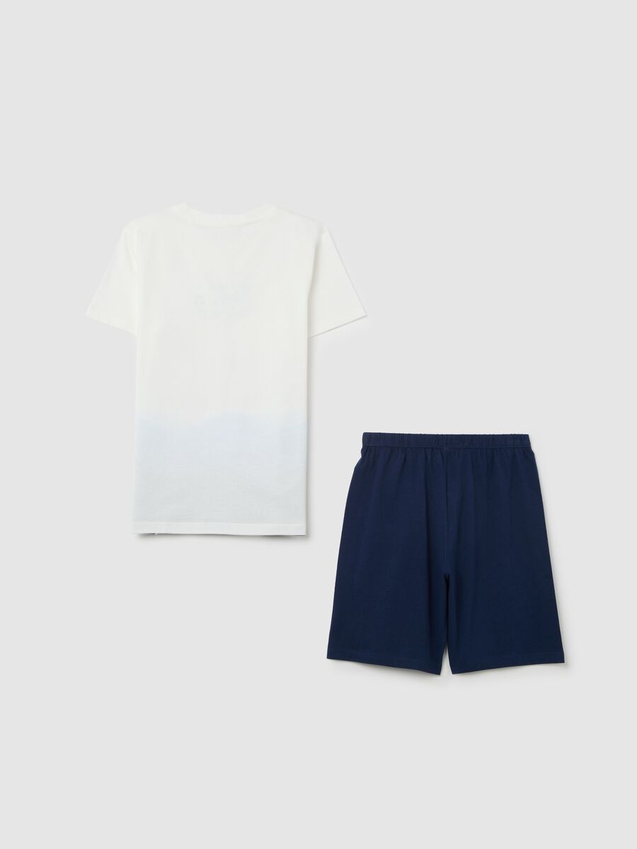 White and blue short cotton pyjamas_1