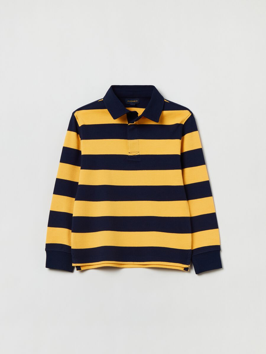 Polo in cotone con fantasia a righe_3