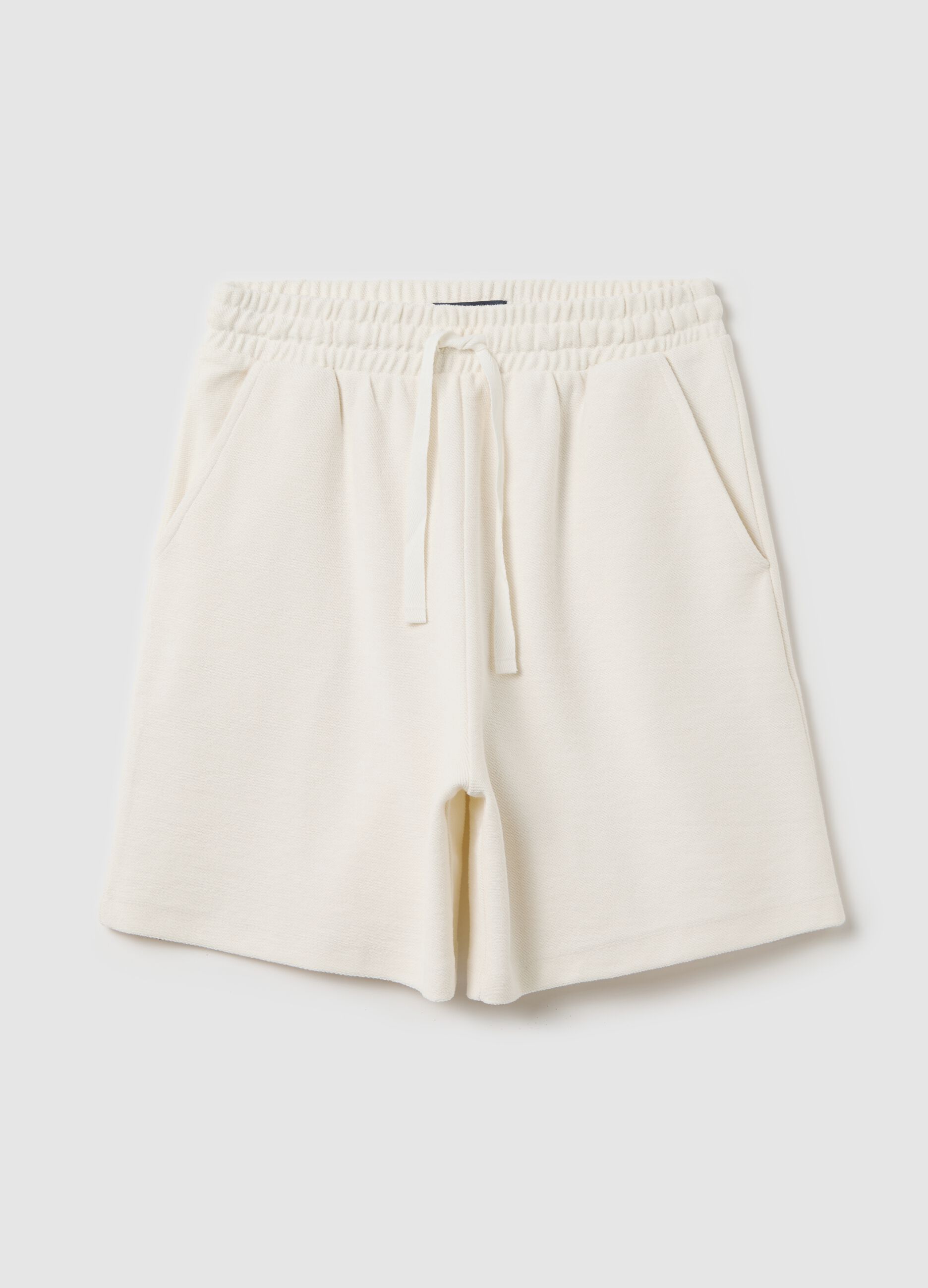 White Cotton Bermuda Shorts Piombo