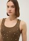 Brown regular fit tank top with metal embellishments_0